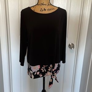 Chicos three-quarter sleeve black top